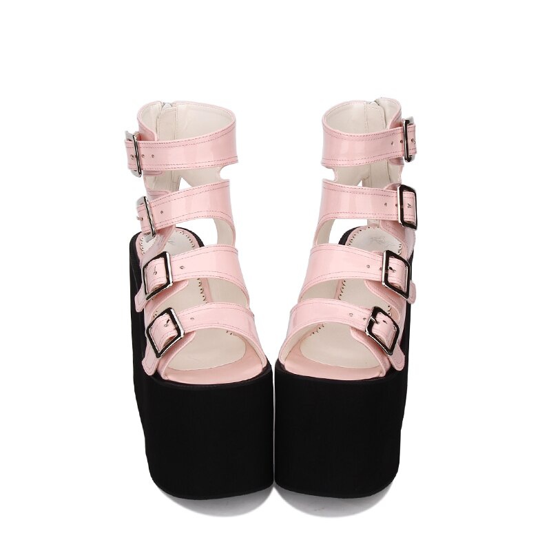 TAAFO High Heel Women Punk Rock Sandals Ladies Platform Shoes 35-39