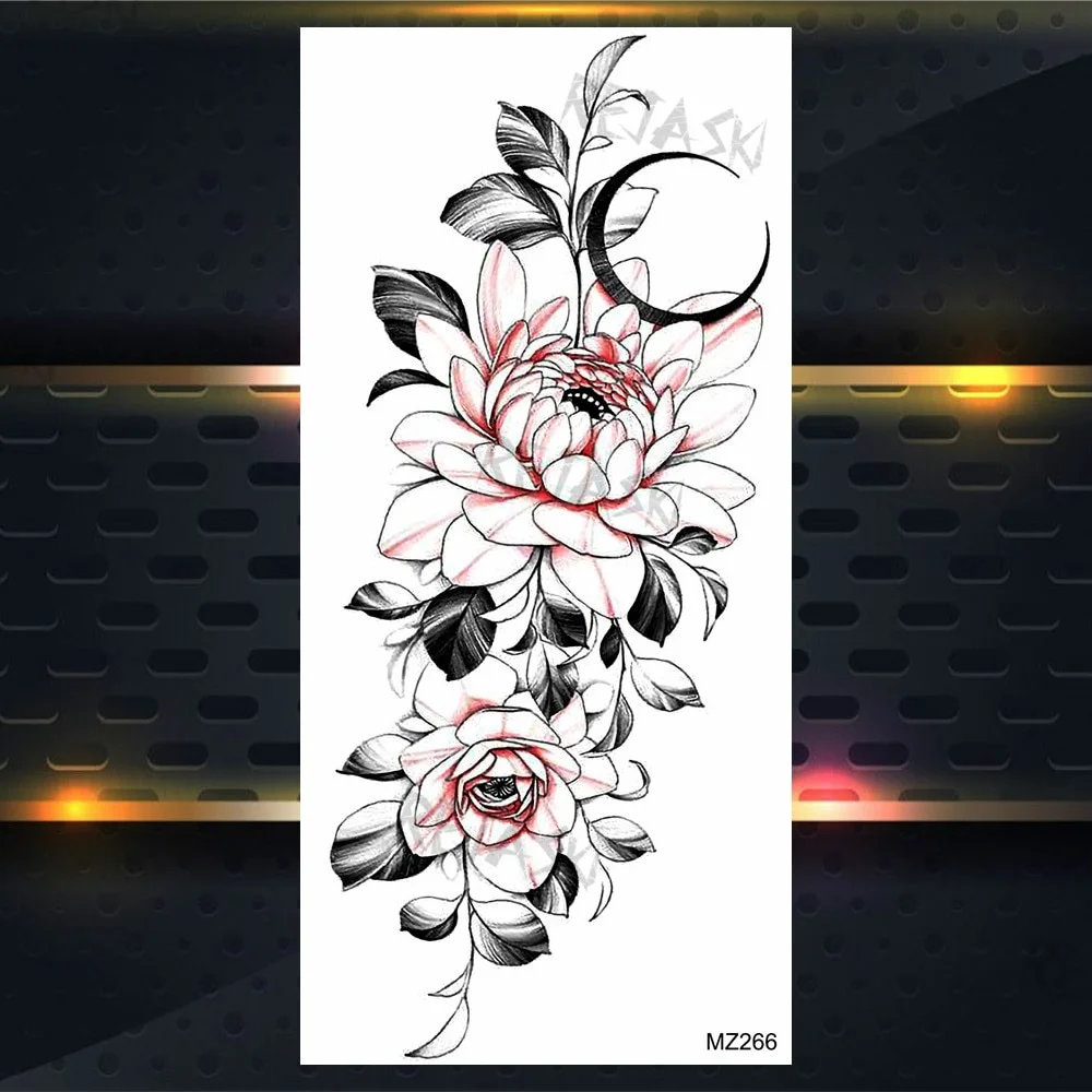 Sdrawing Rose Jewelry Water Transfer Tattoo Stickers Women Body Chest Art Temporary Tattoo Girl Waist Bracelet Flash Tatoos Flower