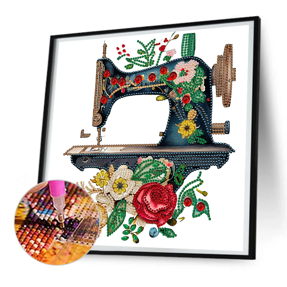 Diamond Painting - Partial Special Shaped Drill - Sewing Machine(30*30cm)