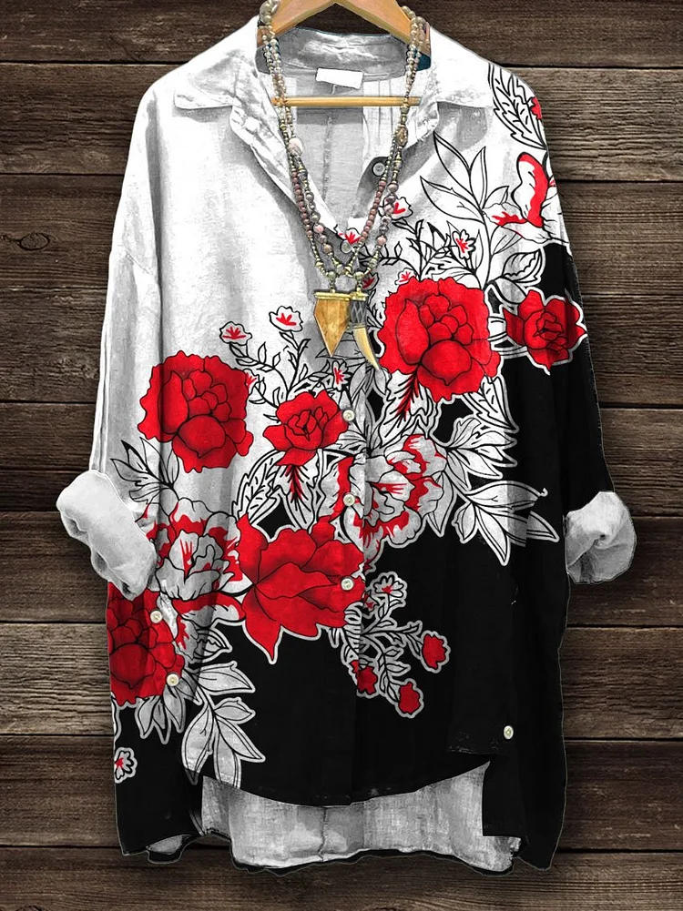 Women's Flower Art Print Casual Sweatshirt
