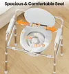 Soundfuse Bedside Commode chair with Sturdy Dual-Crossbar Support, 3 in 1 commode toilet for seniors with 7.5Qt Bucket, 350 Lbs Stable Potty Chair for Adults, Silver
