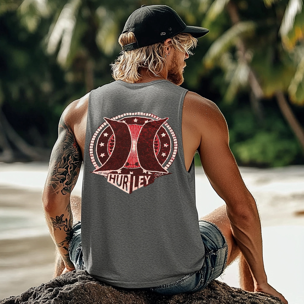 Vintage Unisex Beach Vacation Surf Logo Print Sleeveless Tank Top / TECHWEAR CLUB / Techwear