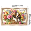 (US Local)Wooden Dog Flower 5D DIY Diamond Painting Serving Tray with Handle for Desk