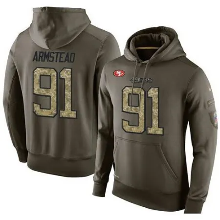NFL Men's  San Francisco 49ers #91 Arik Armstead Stitched Green Olive Salute To Service KO Performance Hoodie