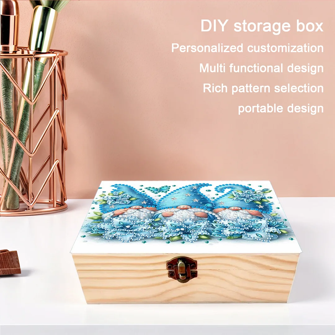 Goblin Flowers DIY Wooden 5D Diamond Art Diamond Art Storage Box for Adults Gift