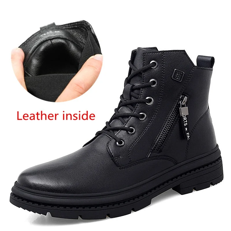 Brand Winter Mens Shoes Thick Plush Warm Men Snow Boots Waterproof Male Ankle Boots Outdoor Non-slip Hiking Boots Work Boots