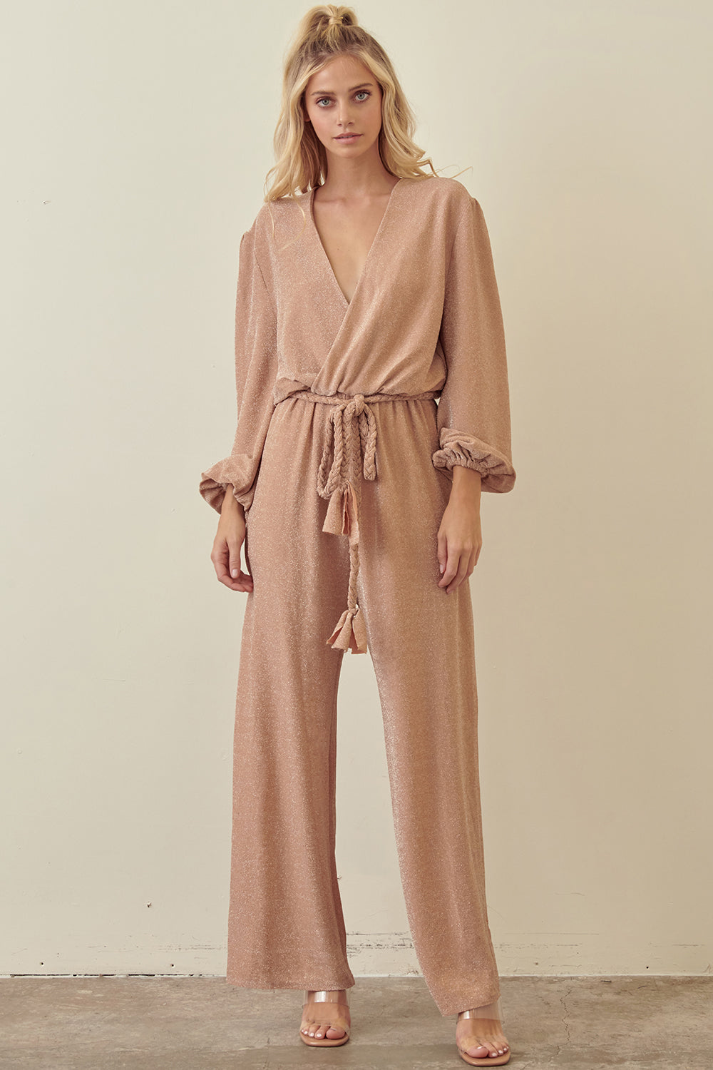 Alain Shimmer V-Neck Jumpsuit