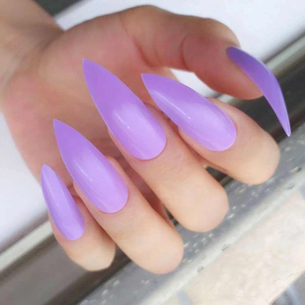 24Pcs Bright Blue Super Long Ballerina Coffin Fake Nail Artificial Press On False Nails With Jelly Glue Finger Manicure Tool-Nail Inspo