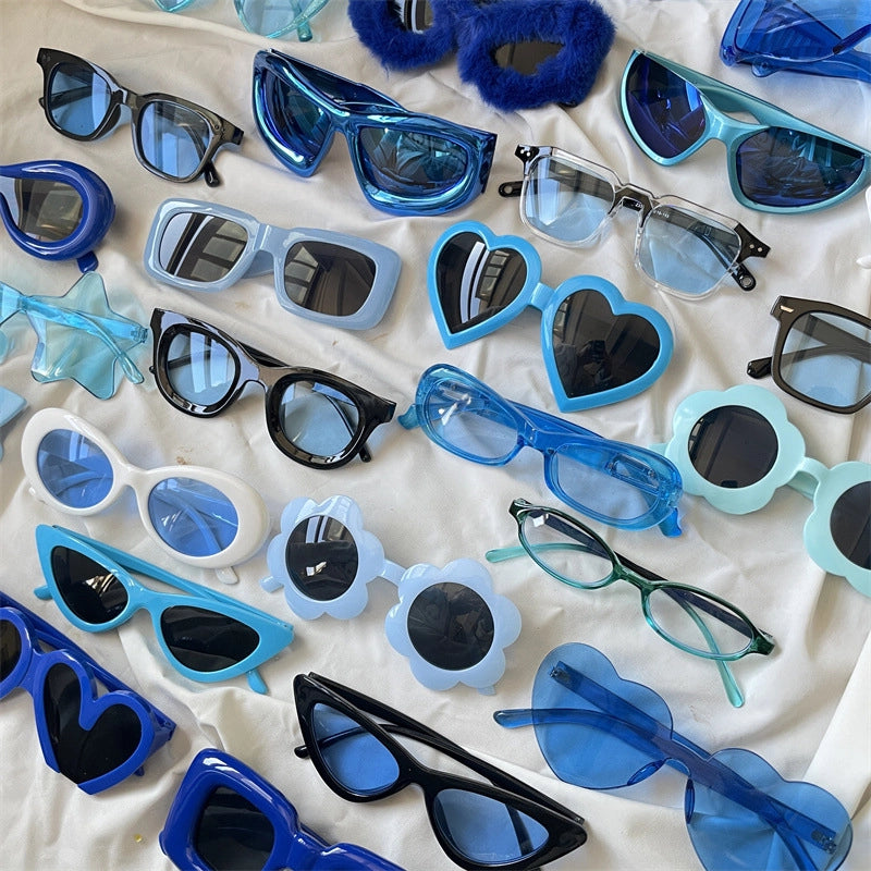 IG Style Gradient Color Solid Color Resin Round Frame Special-Shaped Mirror Square Full Frame Women's Sunglasses