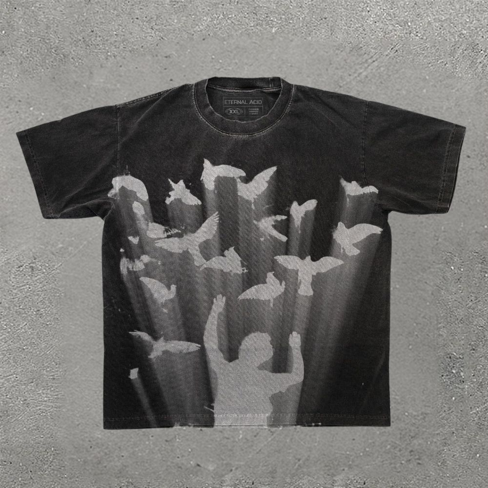 Bird & Silhouette Scene Graphic T-Shirt