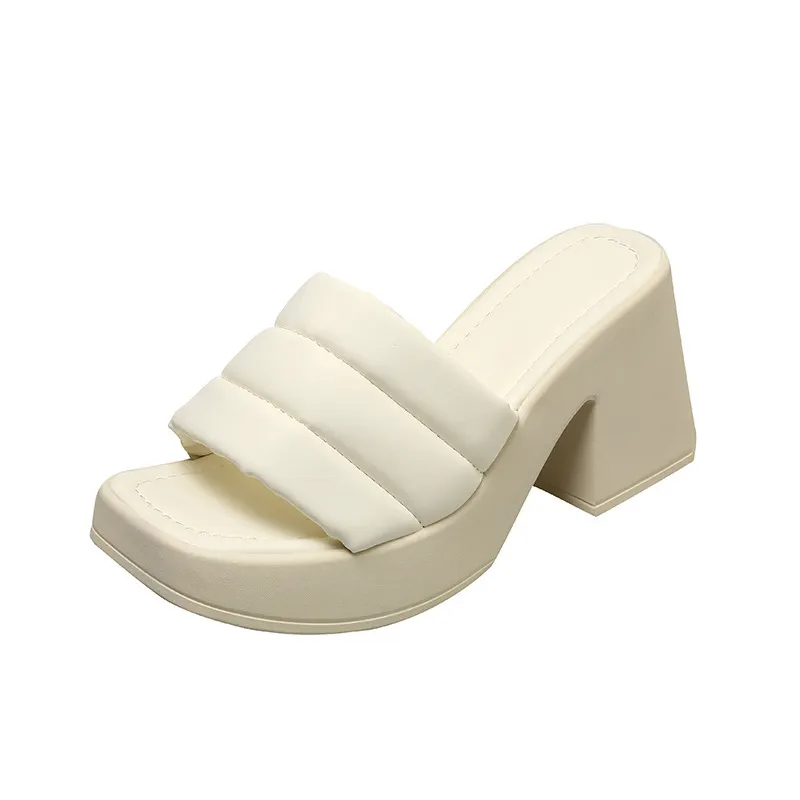 Breakj Breakj Cake Thick Bottom Cool Slippers Women Wear 2025 Summer Fashion Niche Women's Shoes Design Feel Beach One-Word Drag Slope