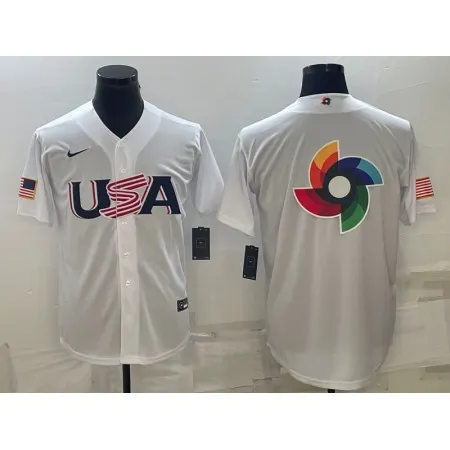 Men's USA Baseball 2023 White World Baseball Big Logo Classic Stitched Jersey CVRB