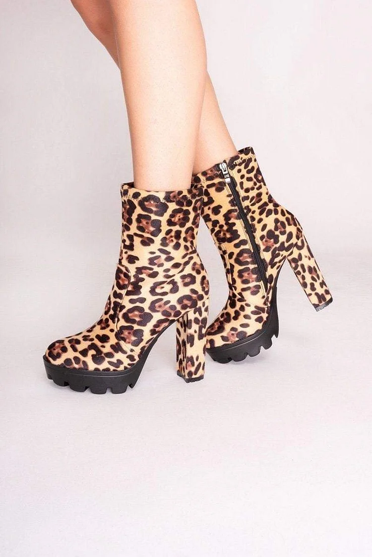 Sadie Brown Leopard Print Ankle Boots Katch Me