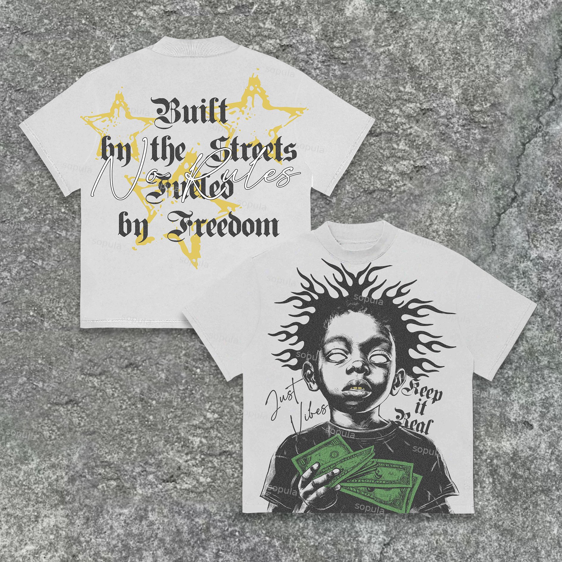 Street Expression Attitude Get Money Cotton T-Shirt