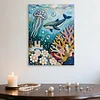 DIY Pearl Painting Ocean Sharks for Home Wall Decor with Frame(40x30cm)