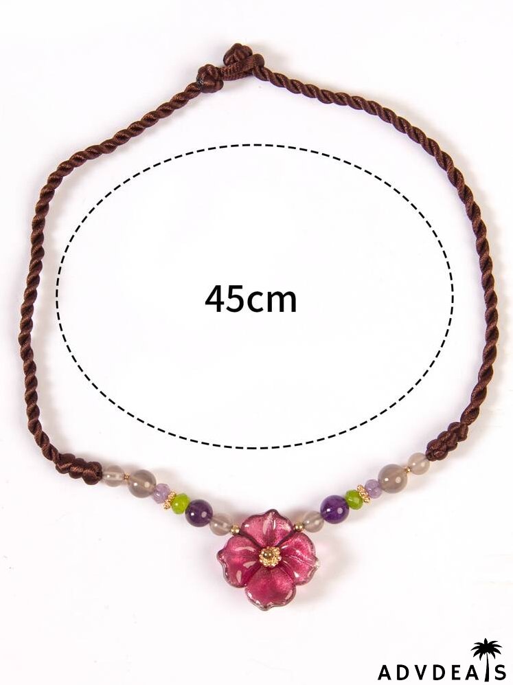 Bead Decor Flower Charm Necklace