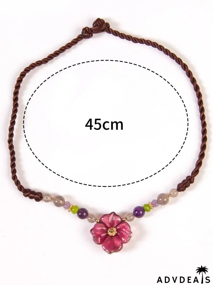 Bead Decor Flower Charm Necklace