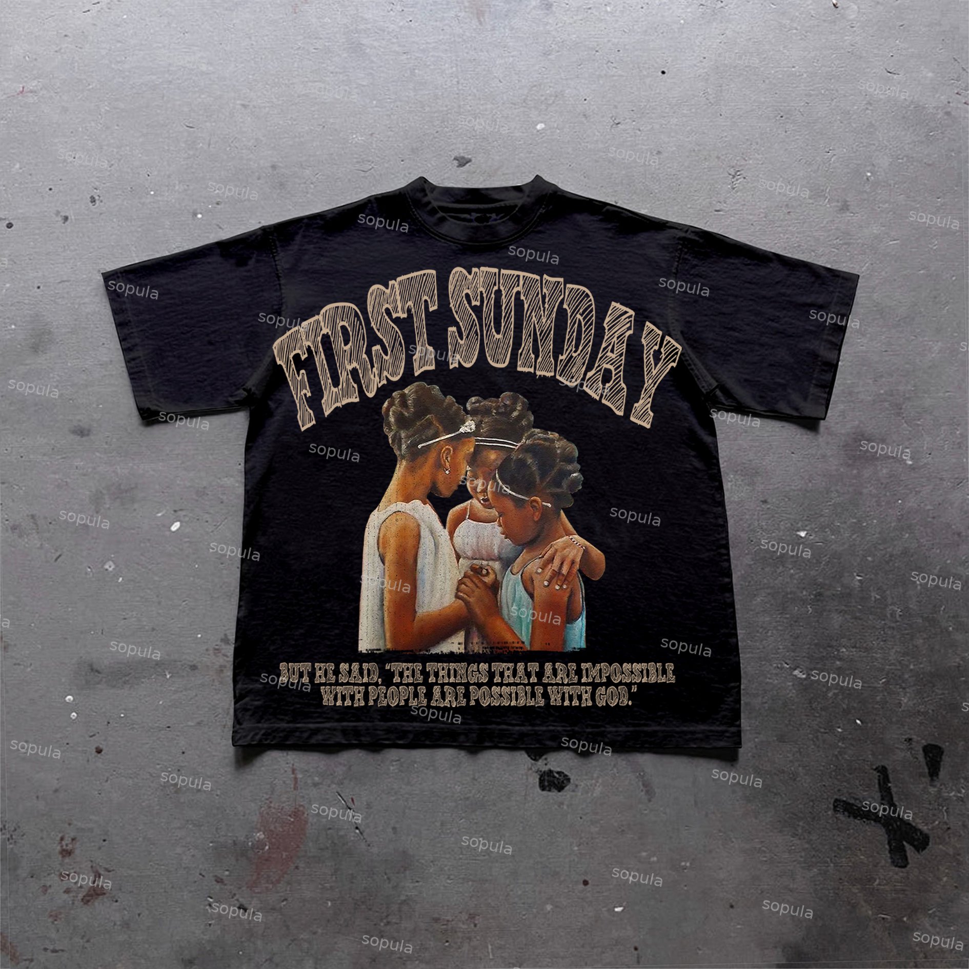 Sopula Retro First Sunday Faith Graphic Print T-Shirt