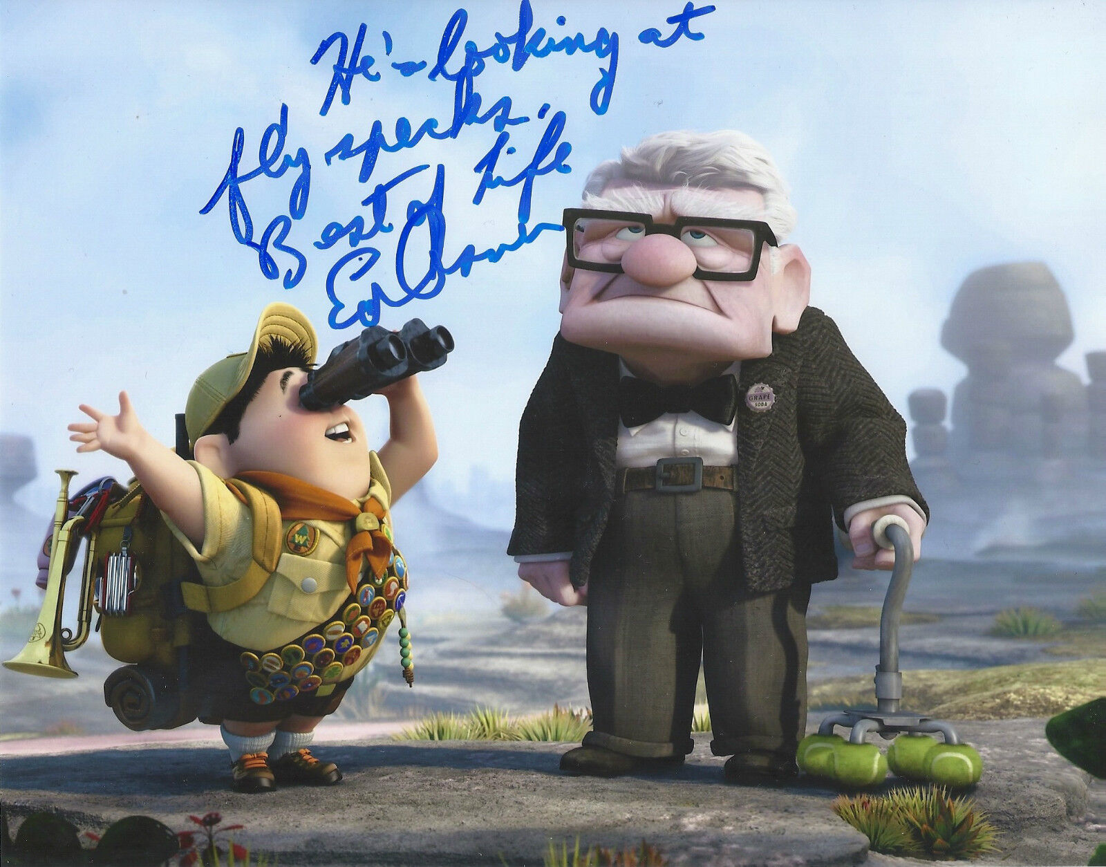 ED ASNER 'UP' CARL FREDRICKSEN SIGNED 8X10 PICTURE *COA *PROOF 2