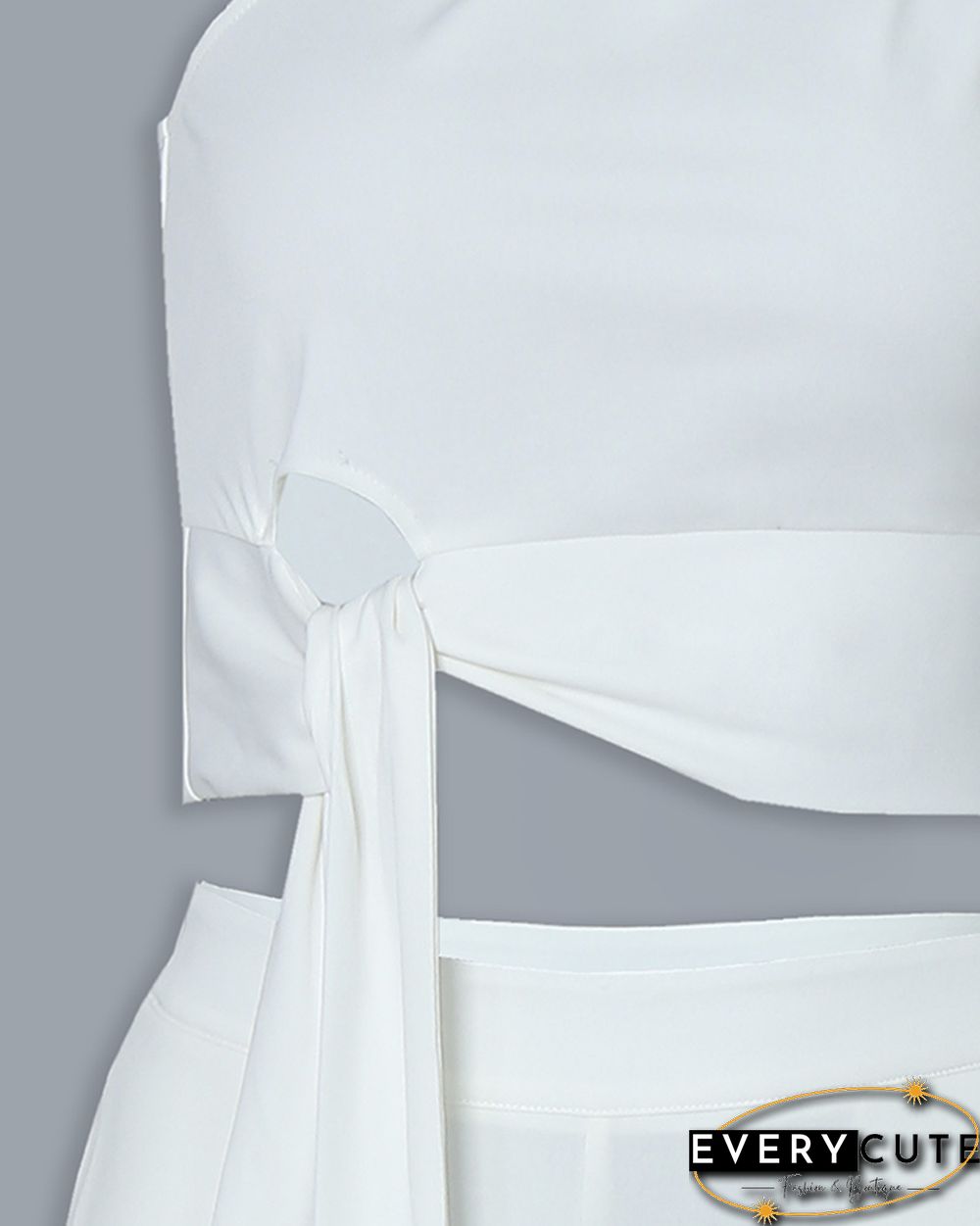 One Shoulder Tied Detail Top & High Waist Pant Sets