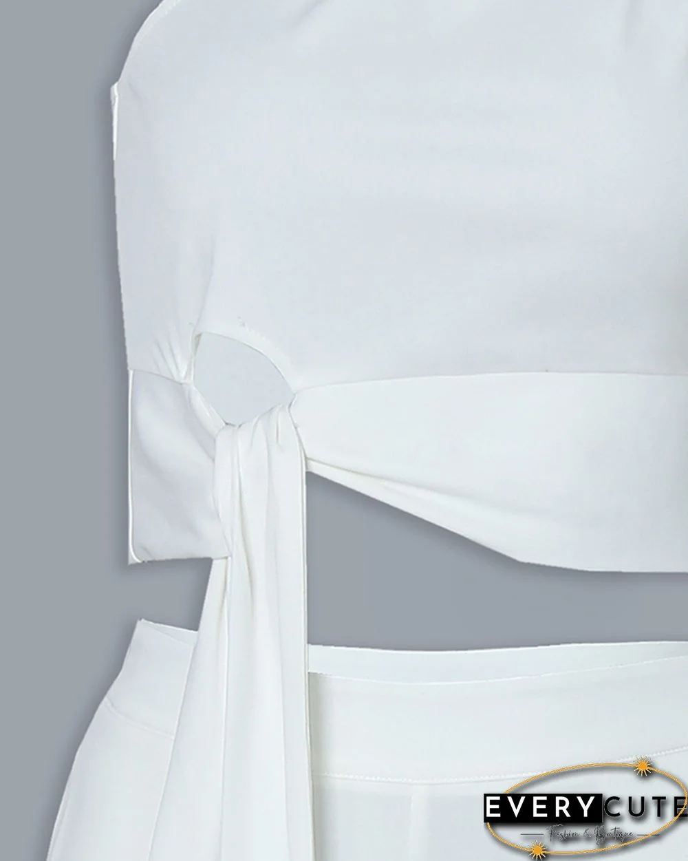 One Shoulder Tied Detail Top & High Waist Pant Sets