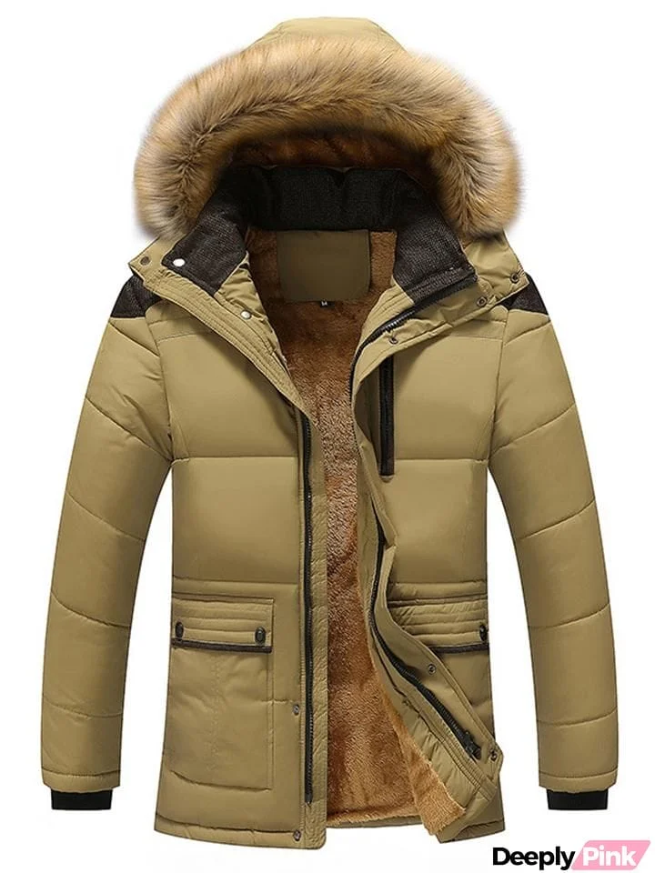 Ultra Warm Fur Lined Hooded Padded Coat For Men