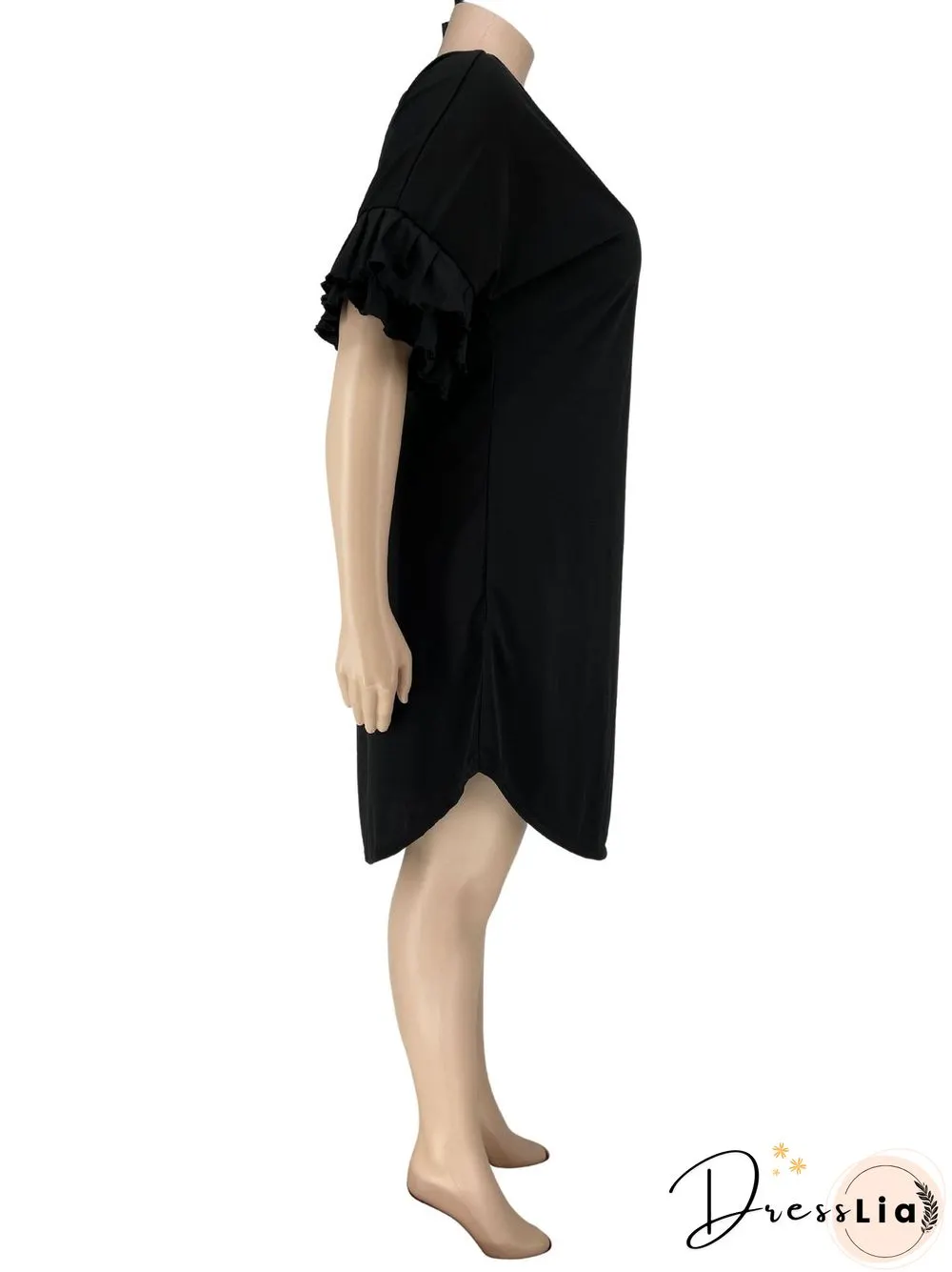 Ruffle Short Sleeve Loose Plus Size Dresses