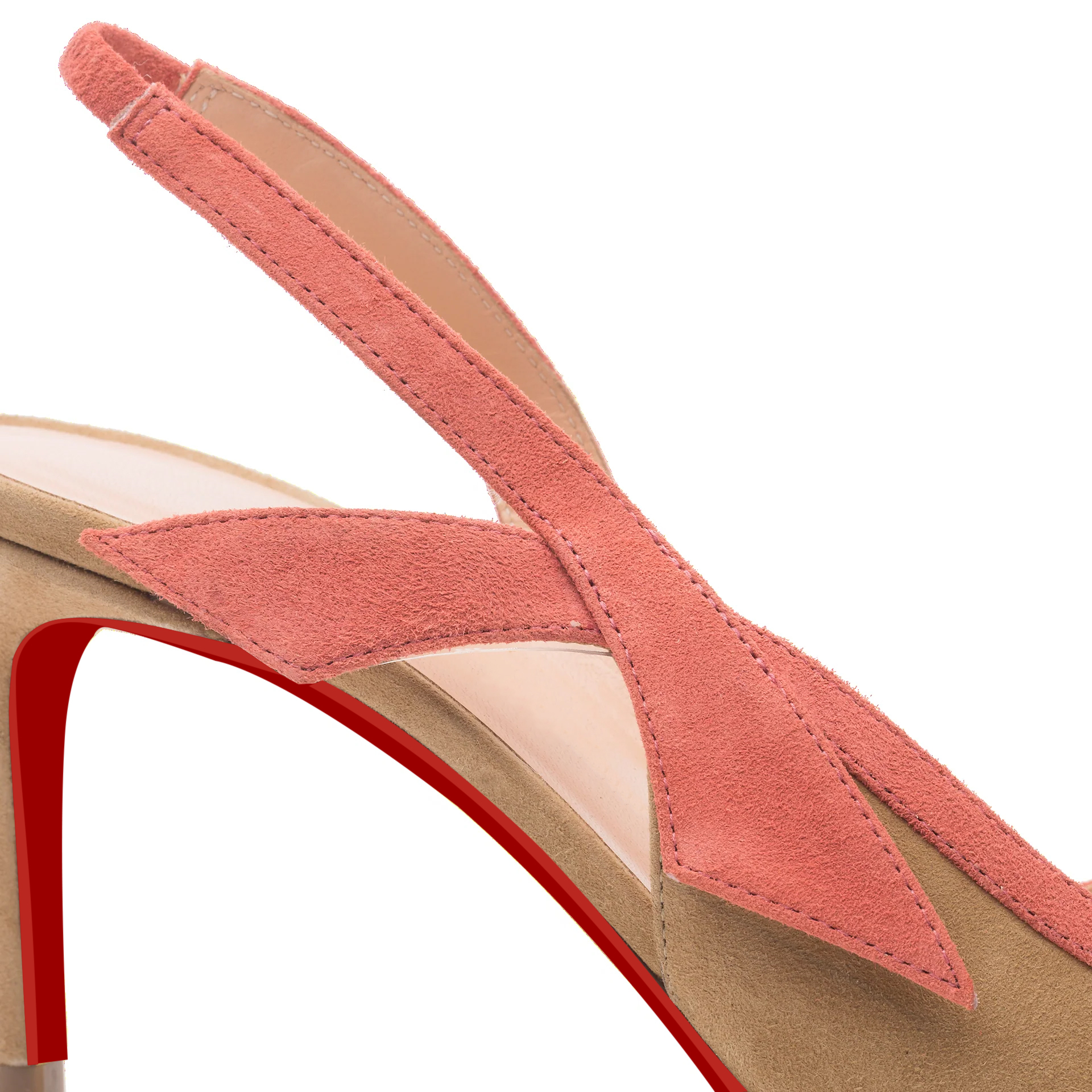 65mm Women's  Kitten Heels Pointed Toe Red Bottom Slingback Pumps Wedding Official Suede Sandals-MERUMOTE