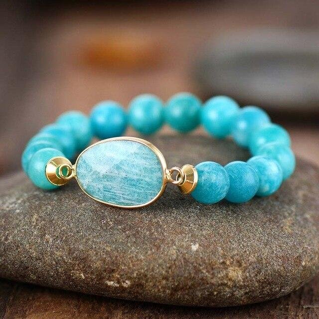Amazonite Charm Stone Bracelet-Mayoulove
