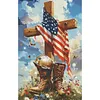 Diamond Painting -DIY Round Drill Independence Day Cross(60*40CM)