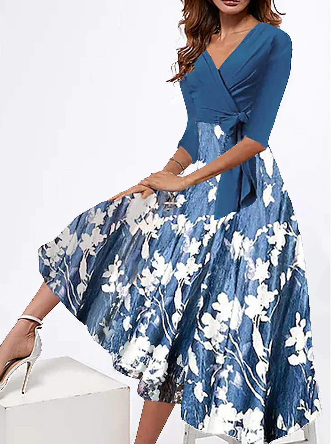 Casual Floral Short Sleeve Knit Dress