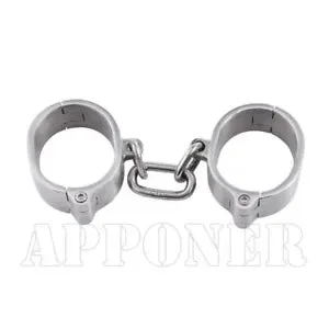 pornhint Pornhint Stainless Steel Handcuffs Ankle Cuffs Collar Slaves Restraint Couple Game Heavy