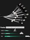 Slim Line SAS4.0 SFF-8654 8i to SATA 8 Ports 12Gbps 50cm Adapter Cable