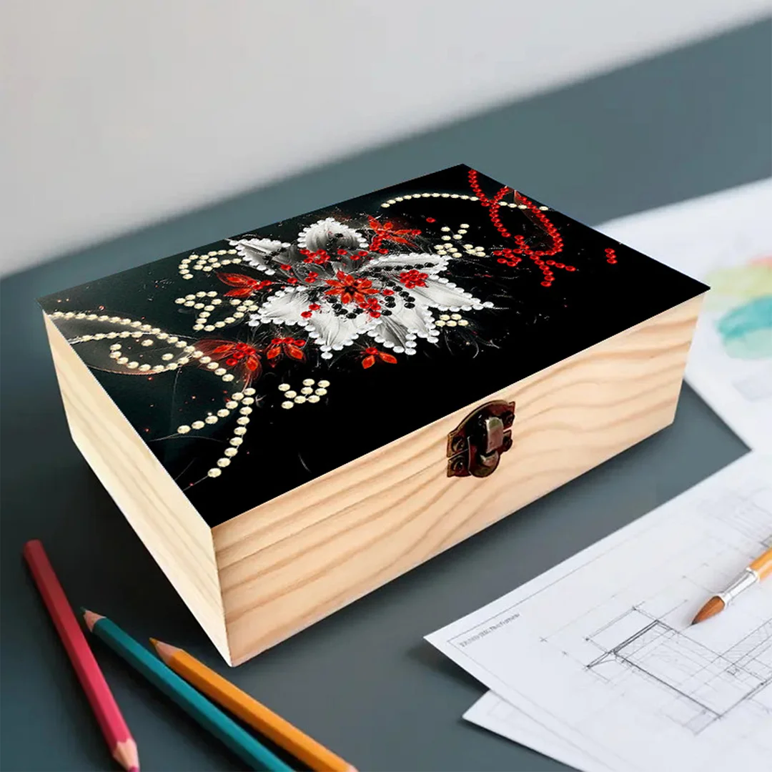 Flower DIY Wooden 5D Diamond Art Diamond Art Storage Box for Adult Desktop Decor