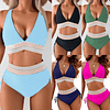 2025 High Waisted Tummy Control Color Block Bikini Sets