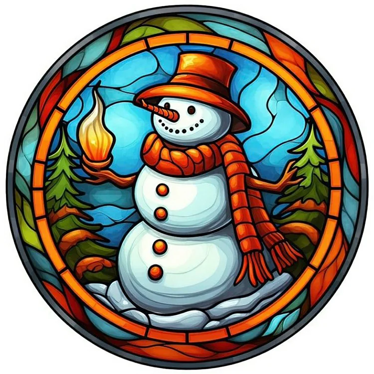 Snowman 30*30CM (Canvas) Full Round Drill Diamond Painting gbfke
