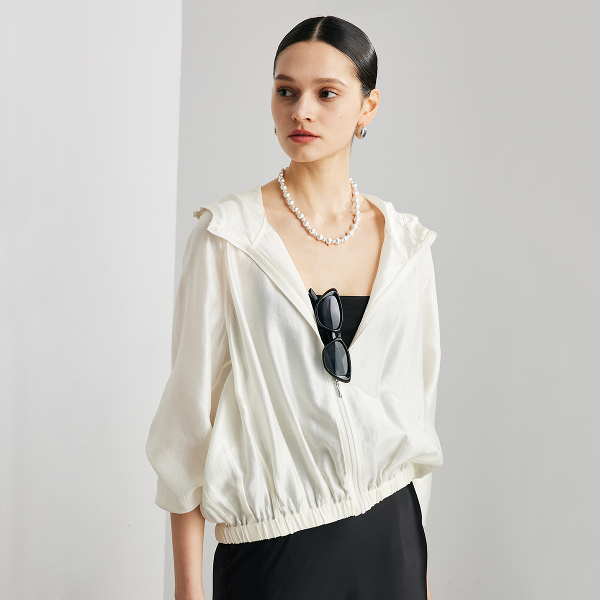 Women's Silk Hooded Short Jacket REAL SILK LIFE