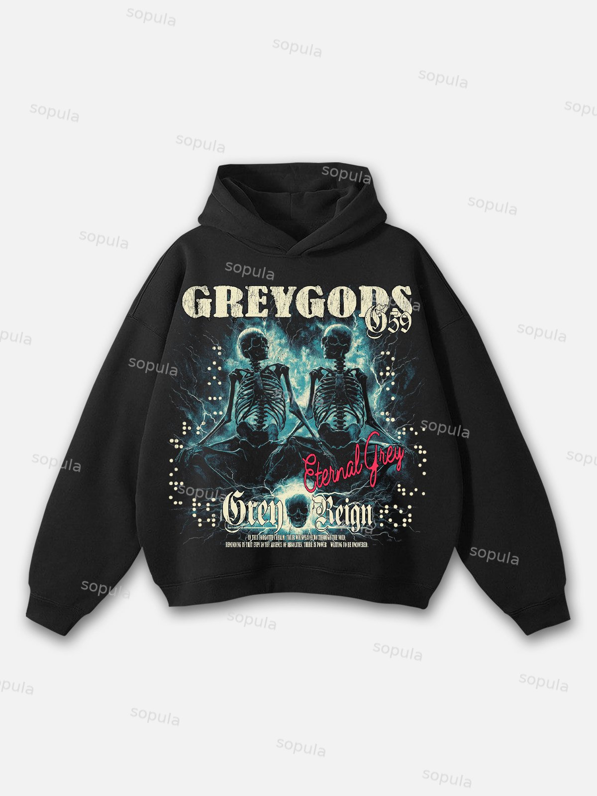 Sopula Greygods Gray Five Nine G59 Skull Graphics Pocketless Hoodie