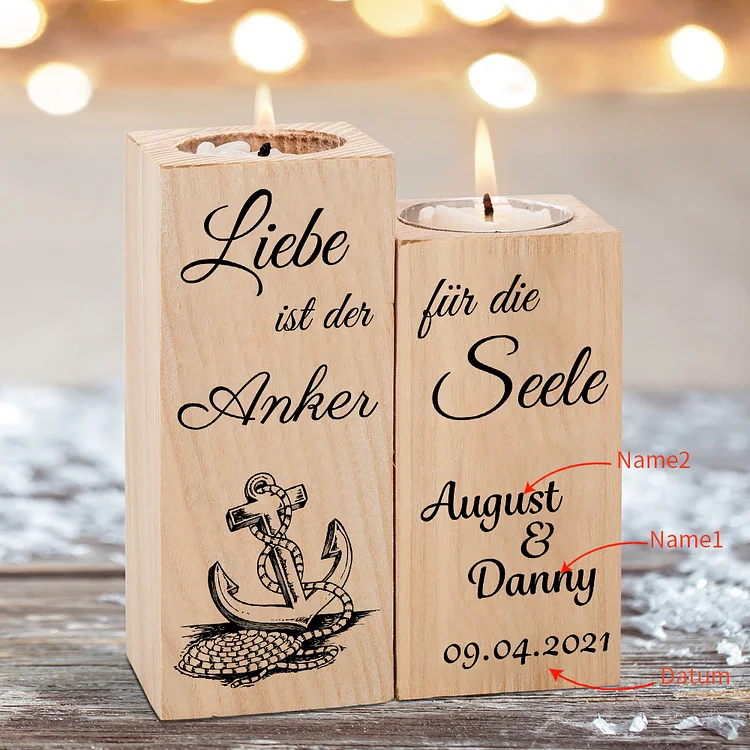 Kettenmachen Personalisierte 2 Namen & Datum Anker Kerzenhalter-Liebe ist der Anker für die Seele-für Paare