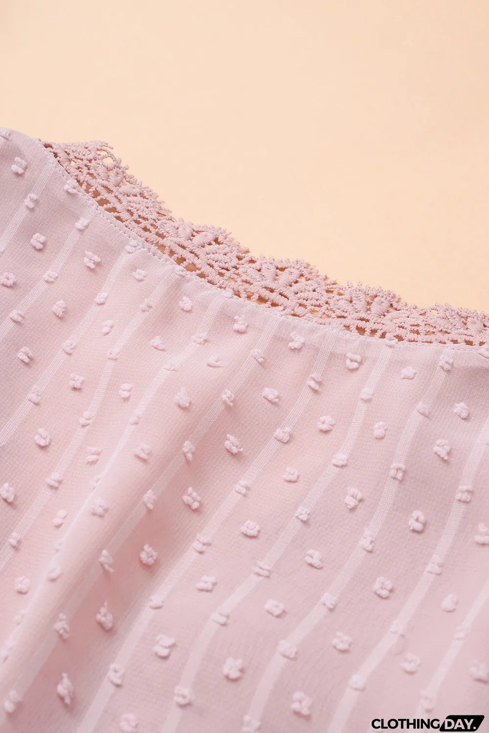 Elegant V-Neck Swiss Dot Lace Blouse