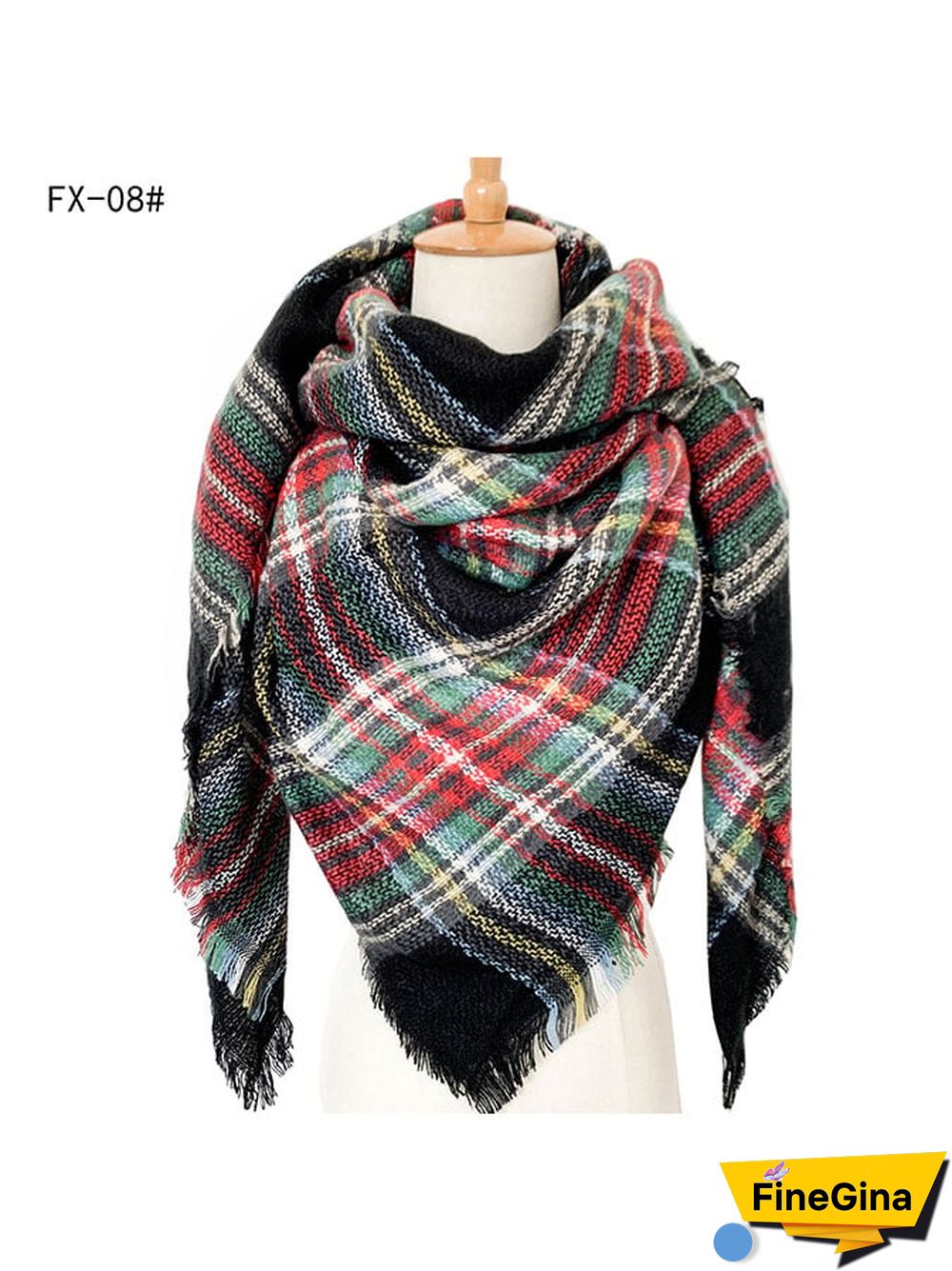 Imitation Cashmere Oversized Double-Sided Colorful Plaid Square Scarf