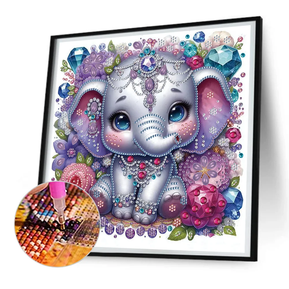 Diamond Painting - Partial Special Shaped Drill - Jewelry Elephant(Canvas|30*30cm)