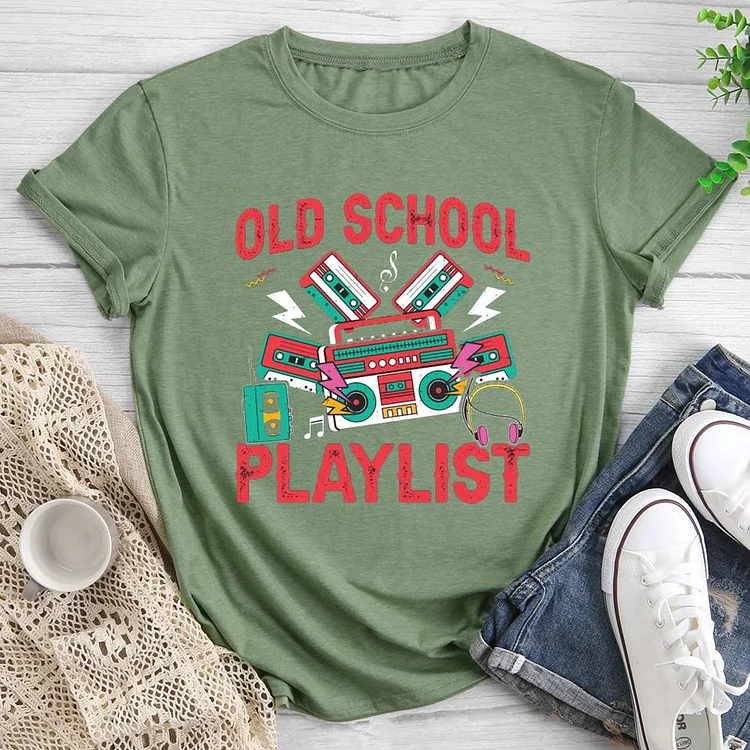 Old School Playlist Round Neck T-shirt