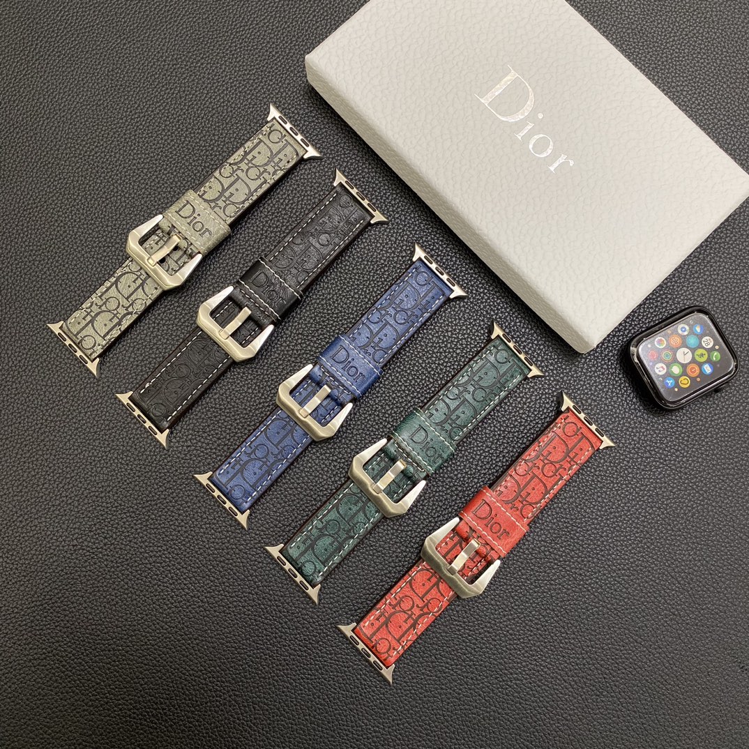 Genuine Leather Dior Apple Replacement Leather Embossed Watch Band