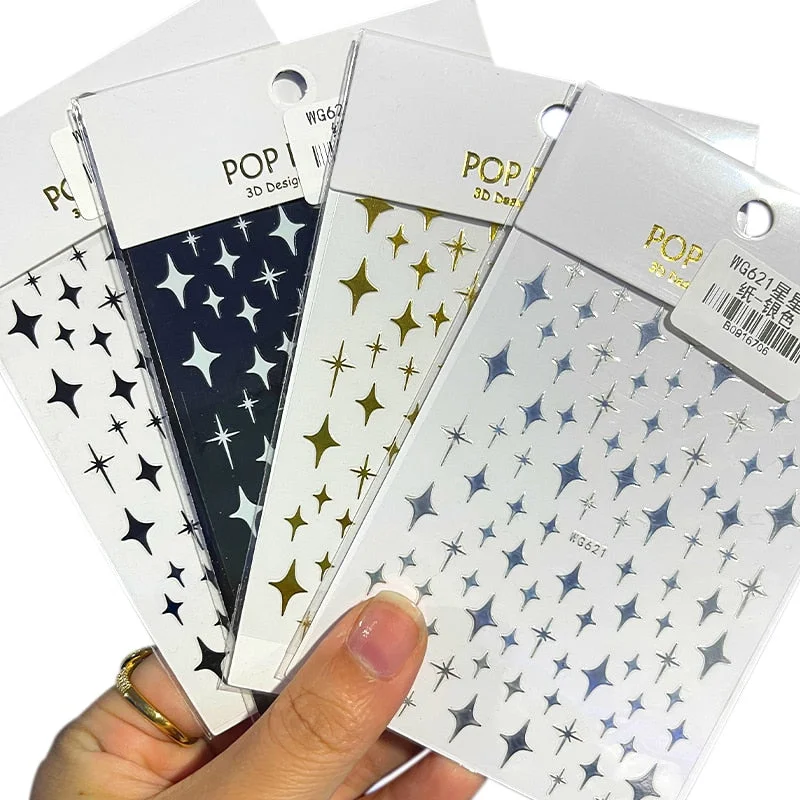 4PCS/Lot Pink Bule Butterfly Nail Stickers 3D Adhesive Transfer DIY Nail Art Decoration Manicure Salon Acrylic Tips Tool WG4365-Nail Inspo