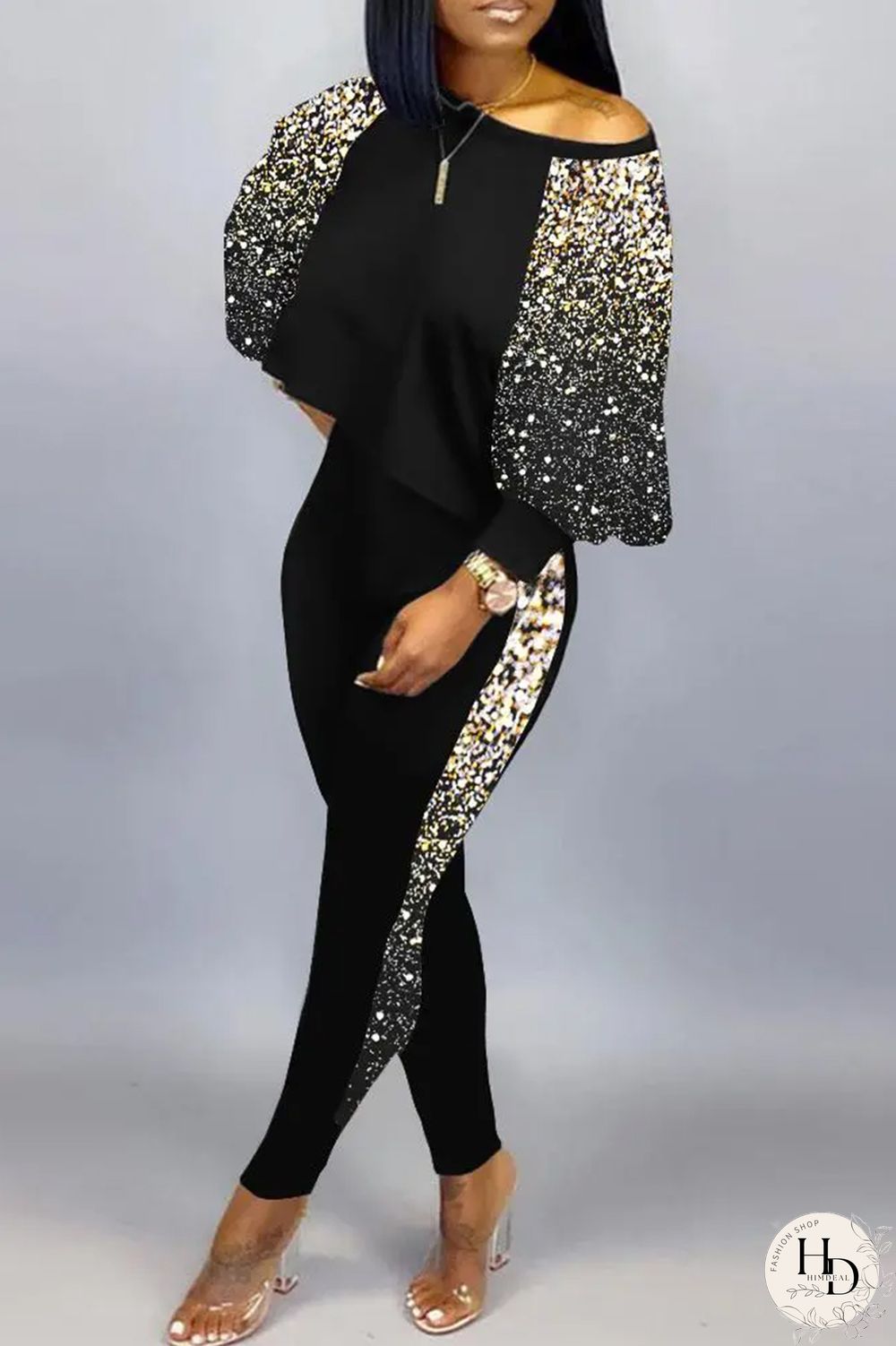 Burgundy Sexy Casual Print Patchwork Contrast O Neck Long Sleeve Two Pieces