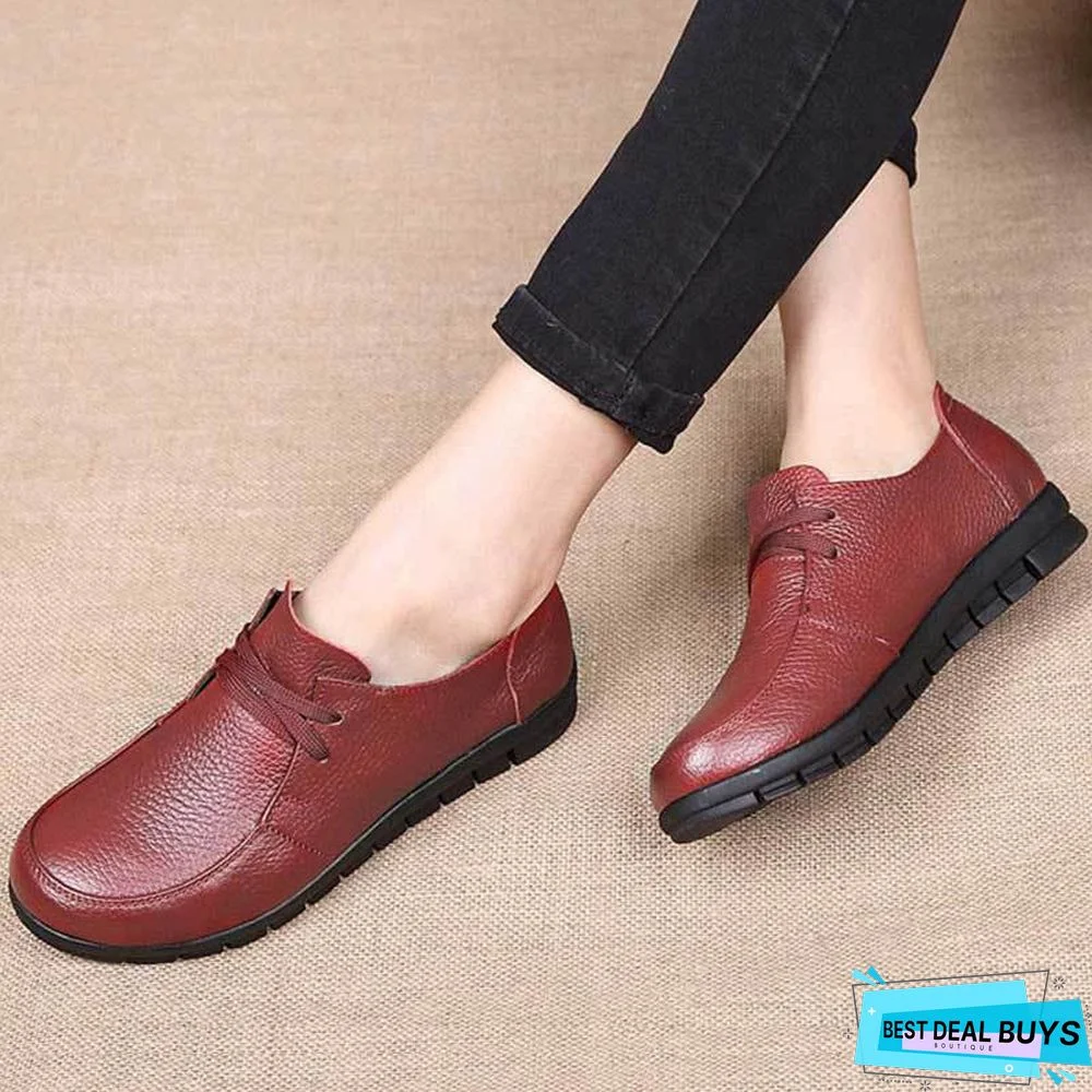 Women Flats Genuine Leather Casual Loafers Shoes