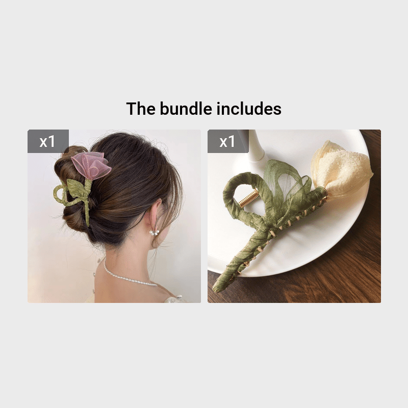 Elegant Tulip Flower Hair Claw Clip - Strong Hold Grip for Thick Hair - Non-Slip Hair Accessory