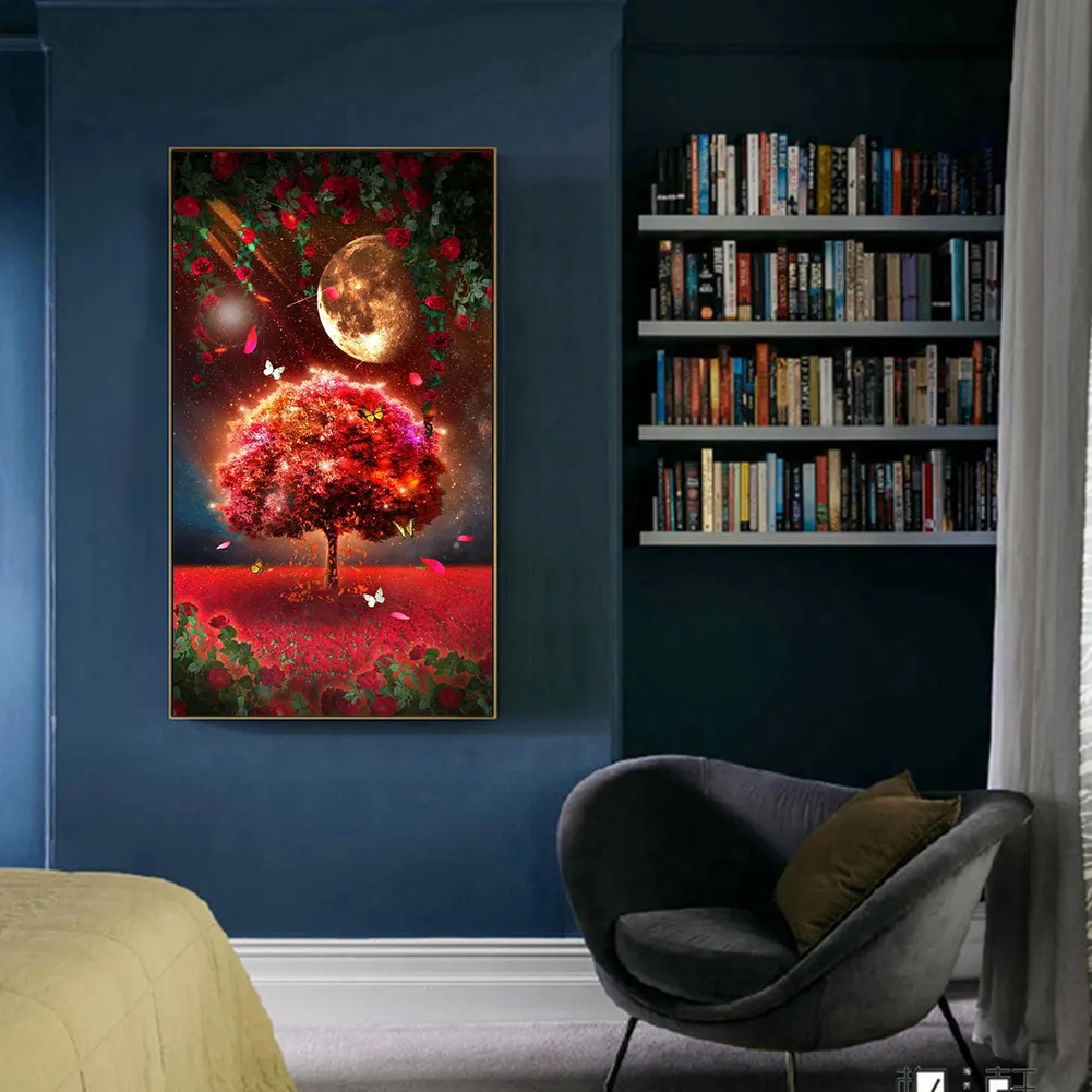 Full Round Diamond Painting 40*70cm - Moonlight Meteor Butterfly Mangrove