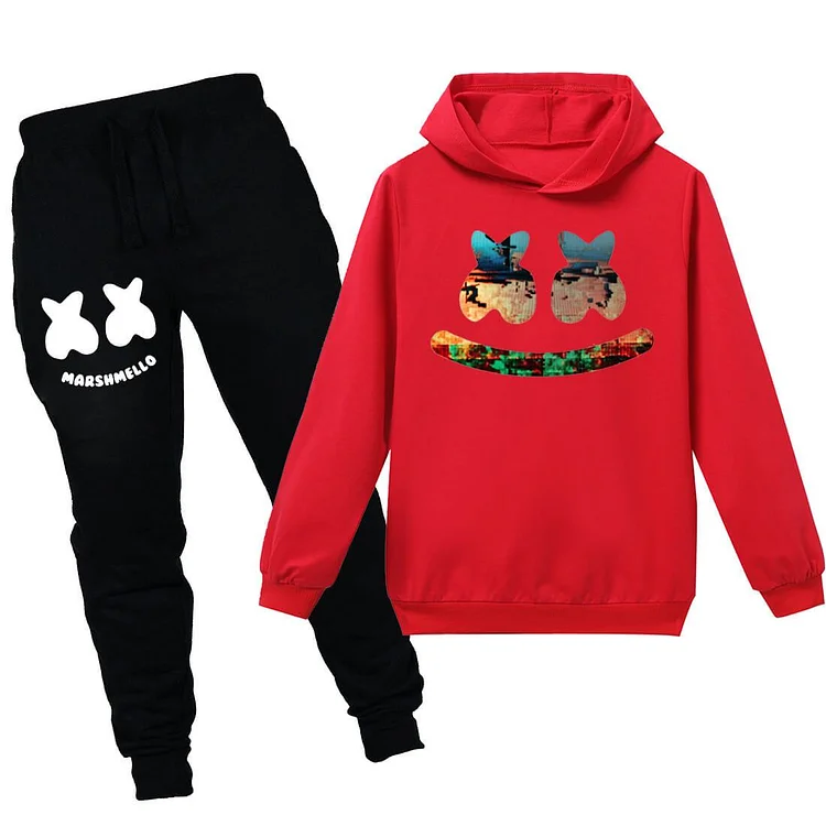 Mayoulove Scenery Marshmello Dj Music Print Girls Boys Cotton Hoodie Sweatpants-Mayoulove